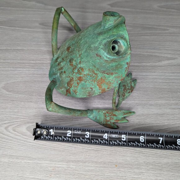 Metal Green & Copper Colored Frog 8" Length - Picture 9 of 11
